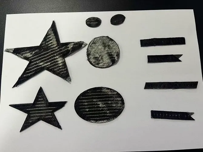 Carbon fiber material Cutting Pieces Cut with KASU Laser Cutter Carbon fiber material Cutting Pieces Cut with KASU Laser Cutter