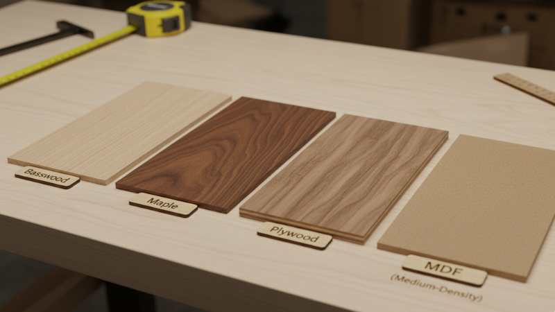 best wood for laser cutting basswood maple walnut plywood MDF