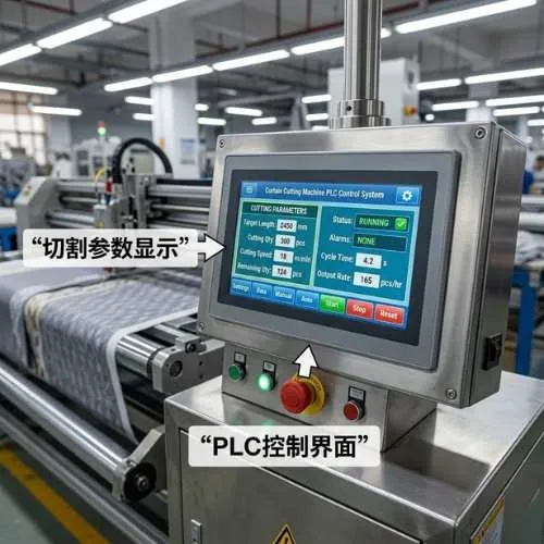 触摸屏PLC窗帘切割机控制系统