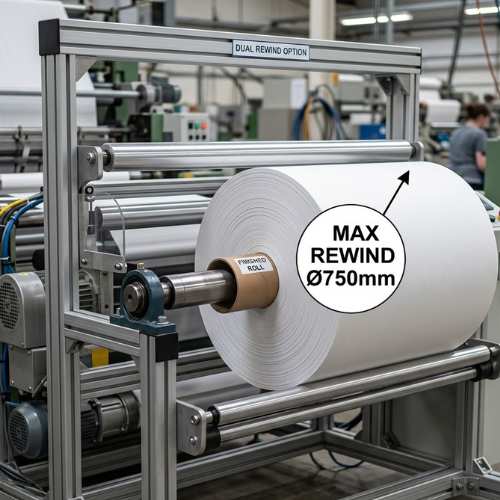 連続ウェブ加工用巻き取り出力付きロールツーロールレーザーカッター