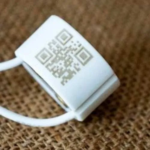 Laser-marked QR code on a ceramic product