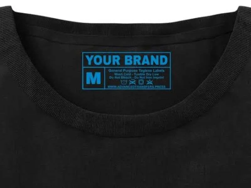 Heat-applied tagless care label inside a children's garment collar